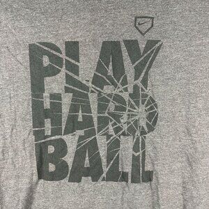 Nike Mens Play Hardball Graphic T-Shirt Size XXL Gray Cotton Blend